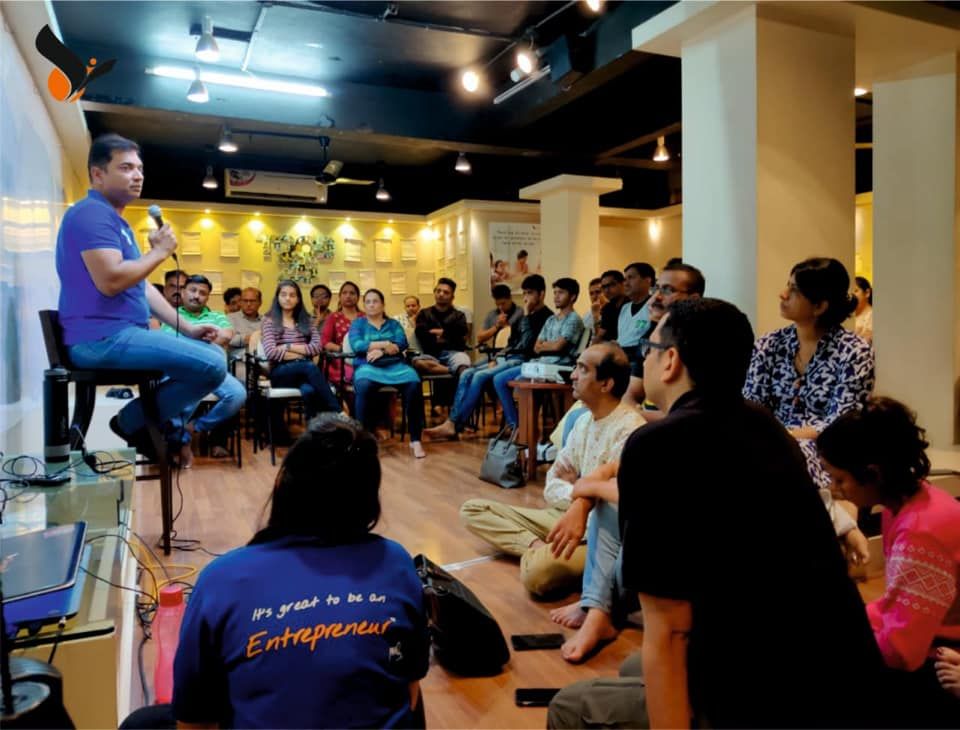 Group mindfulness session led by life coach in Pune during the Life 360 resilience workshop
