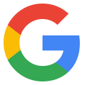 The google logo is a rainbow colored circle with the letter g in the middle.