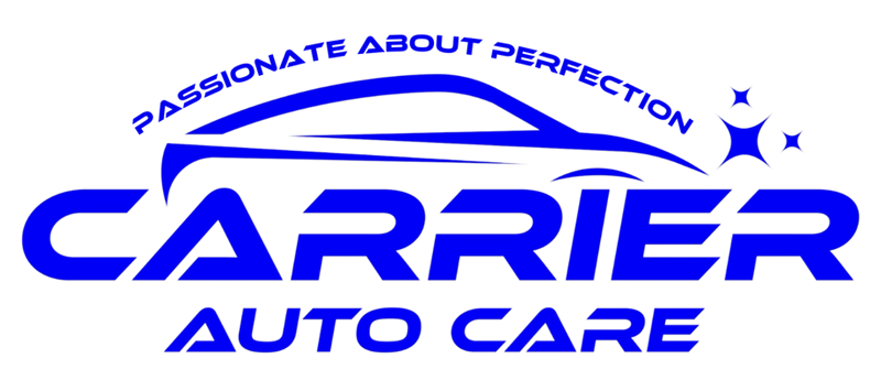 Blue Carrier Auto Care logo with car silhouette and text: "Passionate About Perfection."