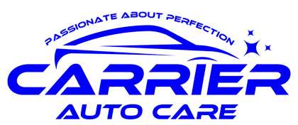 Blue Carrier Auto Care logo with car silhouette and text: "Passionate About Perfection."
