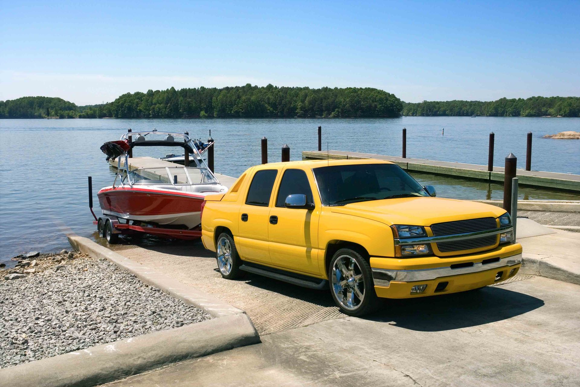 Boat And Truck On Boat Launch — Huntsville, TX — Lakeside Village Storage LLC