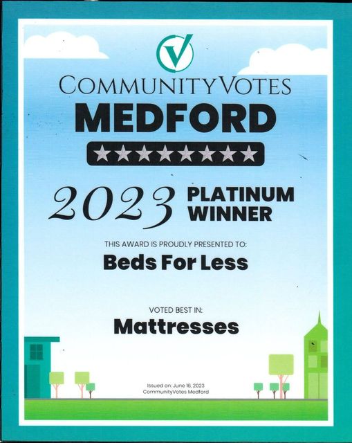 Community Votes Platinum Winner — Medford, OR — Beds For Less
