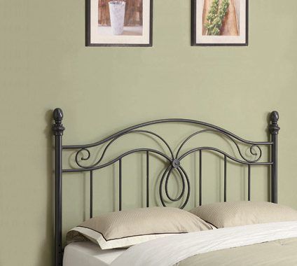 Full Queen Scroll Metal Headboard Dark Grey — Medford, OR — Beds For Less