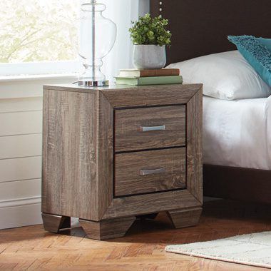 Kauffman Two Drawer Nightstand Washed Taupe — Medford, OR — Beds For Less