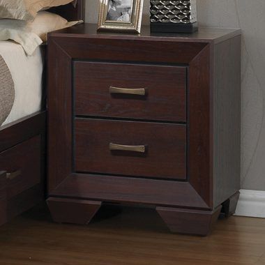 Kauffman Two Drawer Nightstand Dark Cocoa — Medford, OR — Beds For Less