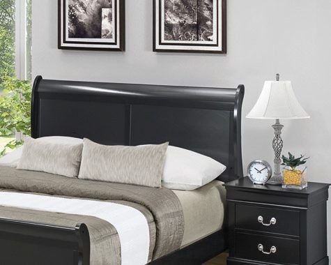 Philippe Eastern King Sleigh Headboard Black — Medford, OR — Beds For Less