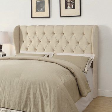 King Tufted Upholstered Headboard Beige — Medford, OR — Beds For Less