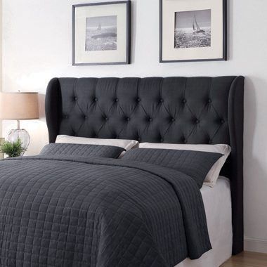 King Tufted Upholstered Headboard Charcoal — Medford, OR — Beds For Less
