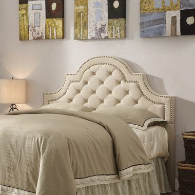 Queen Full Tufted Upholstered Headboard Beige — Medford, OR — Beds For Less