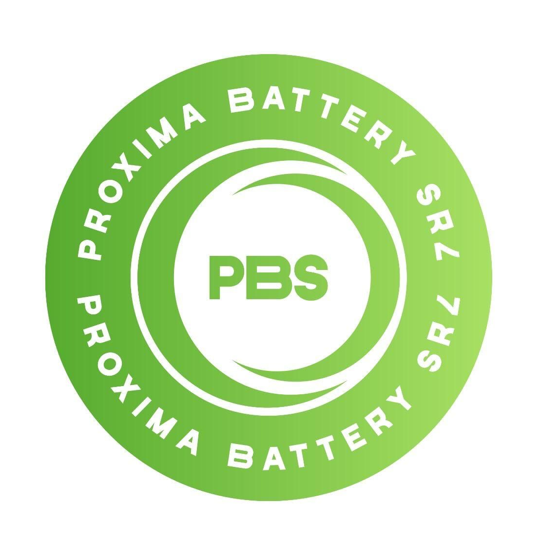 Un logo circolare verde con un centro sfumato bianco, recante la scritta