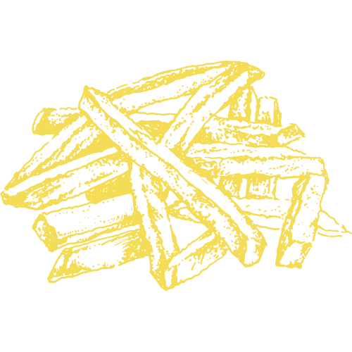 Ein Haufen gelber Pommes Frites, eine Fast-Food-Beilage.