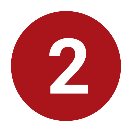 the number 2 is in a red circle on a white background .