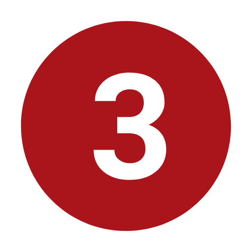 the number three is in a red circle on a white background .