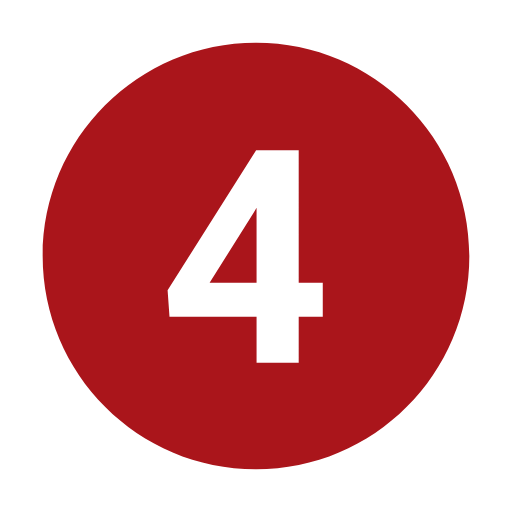 a red circle with the number four inside of it