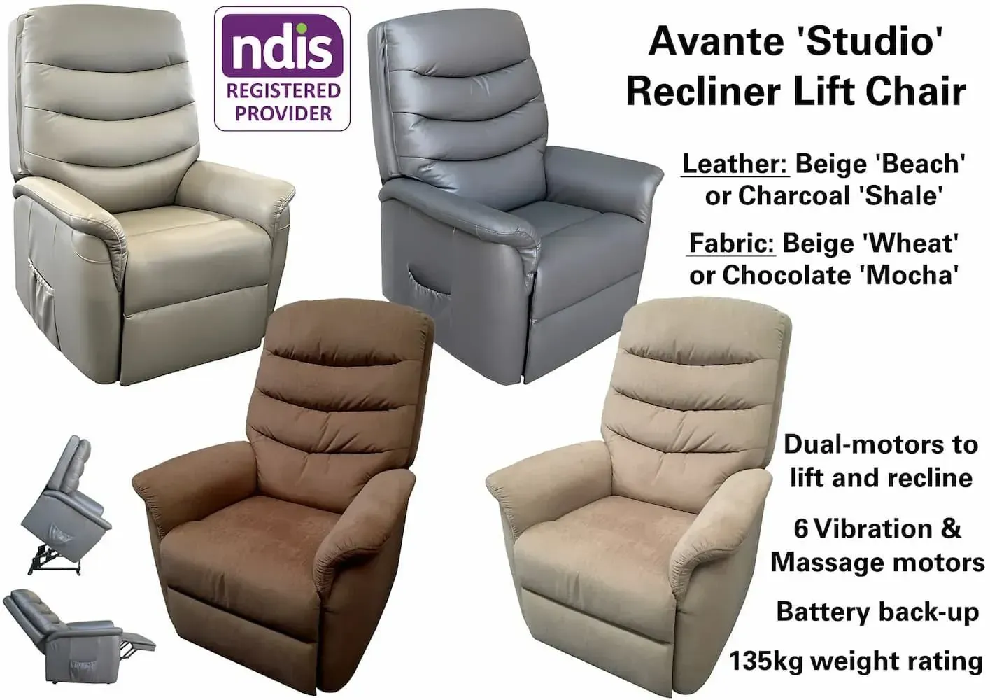 A Collection of Recliner Lift Chairs in Different Colors — Bryants Beds and Mattresses In Lismore, NSW