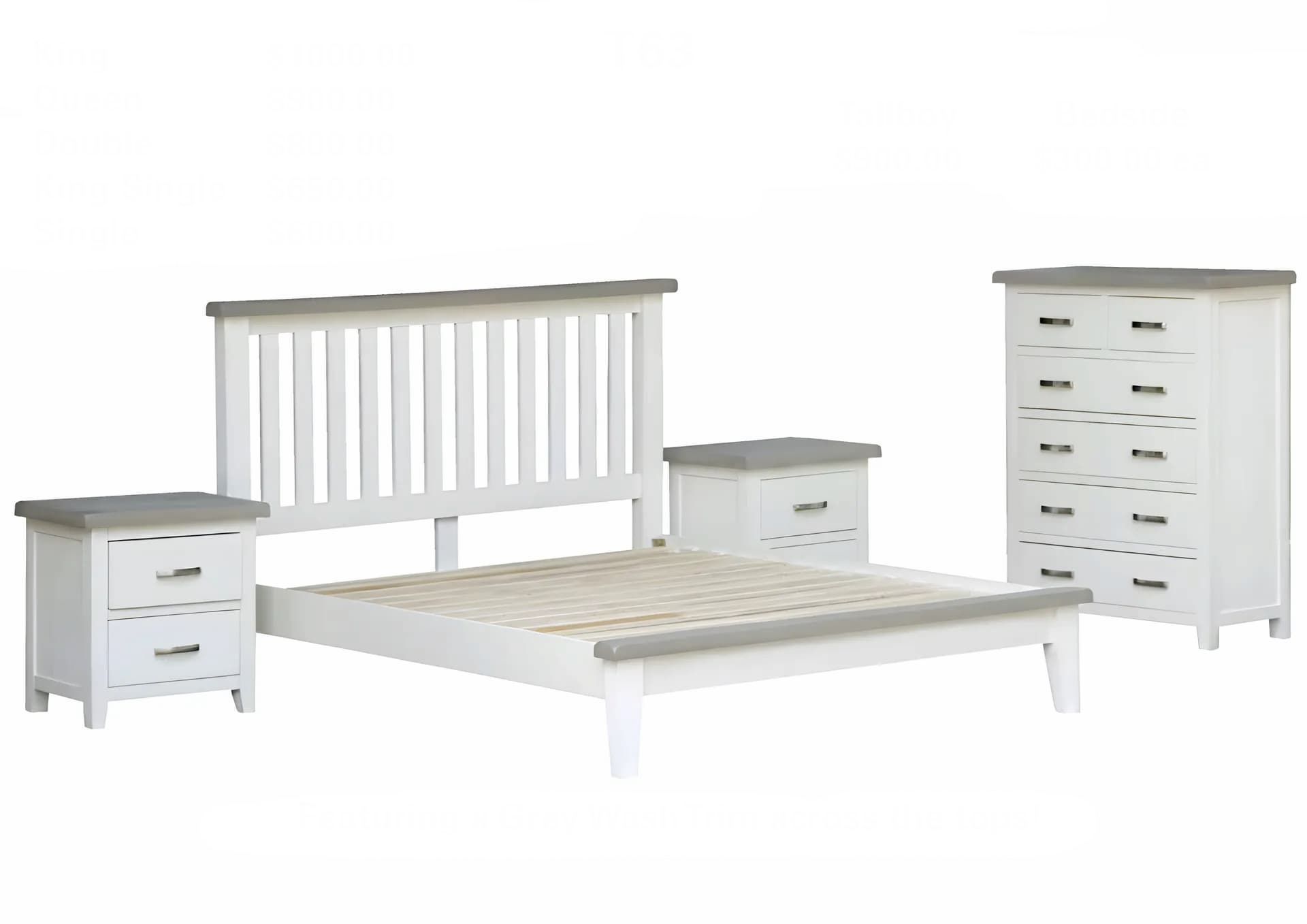 A Bedroom Set With a Grey Wash Trim Across the Tops — Bryants Beds and Mattresses In Lismore, NSW