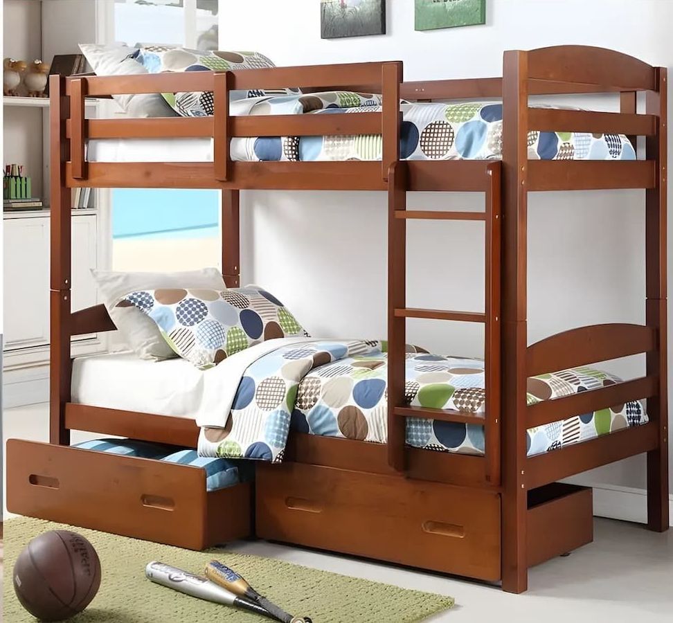 A Bunk Bed is Available in Antique Oak White and Grey — Bryants Beds and Mattresses In Lismore, NSW