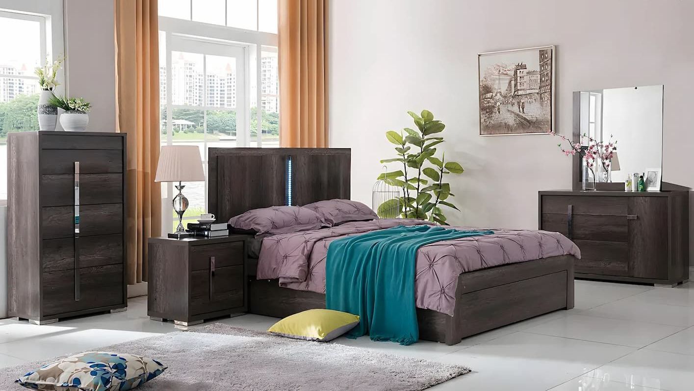 A Bedroom With a Bed, Dresser, Nightstand and Mirror — Bryants Beds and Mattresses In Lismore, NSW