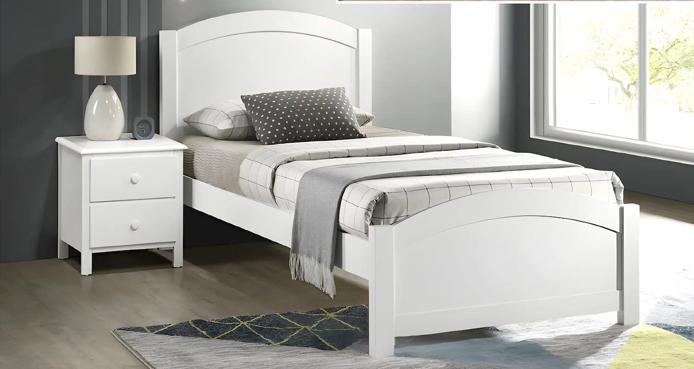 A Bedroom With a Bed, Nightstand, and Drawers — Bryants Beds and Mattresses In Lismore, NSW