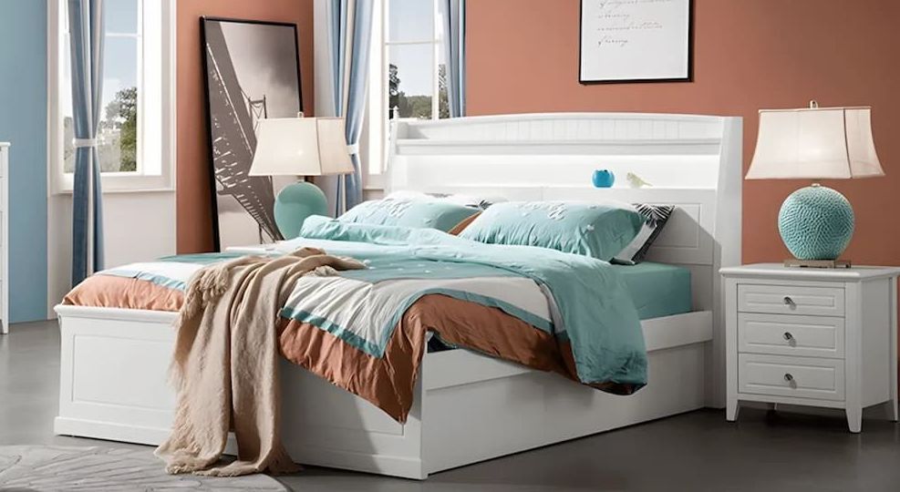 A Bedroom Set With a Bed, Dresser, Mirror and Nightstand — Bryants Beds and Mattresses In Lismore, NSW