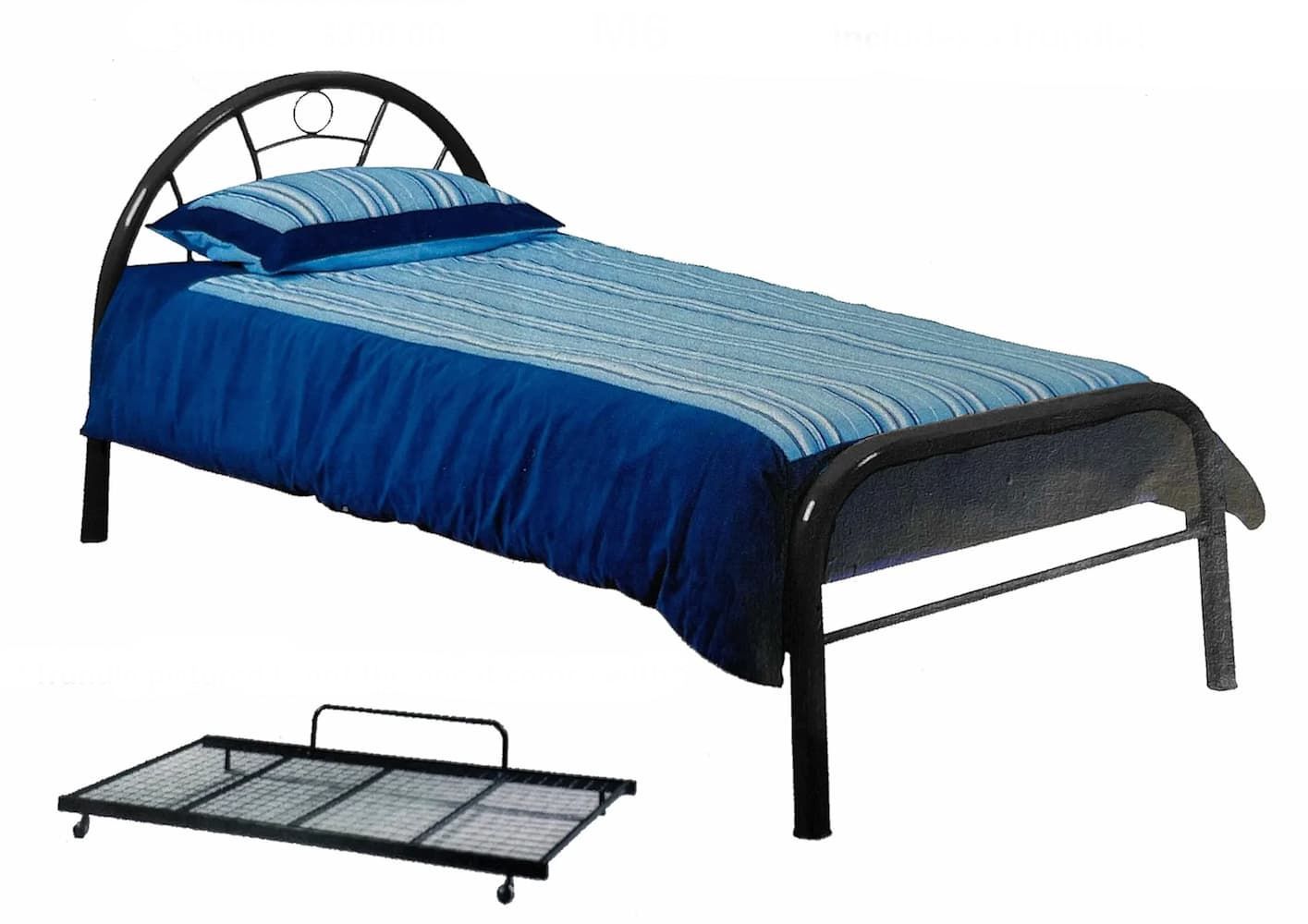 A Single Bed With a Blue Comforter and a Trundle — Bryants Beds and Mattresses In Lismore, NSW