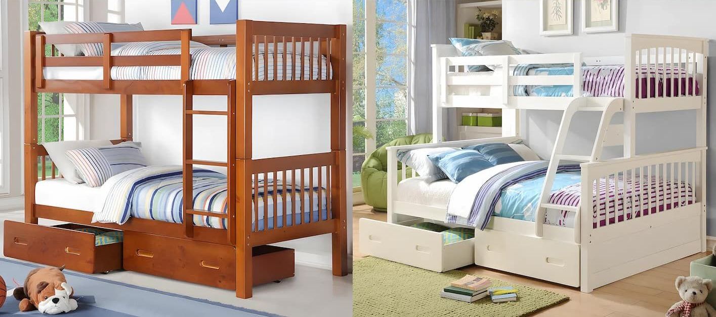 A Bunk Bed is Available in Antique Oak, White, or Grey — Bryants Beds and Mattresses In Lismore, NSW