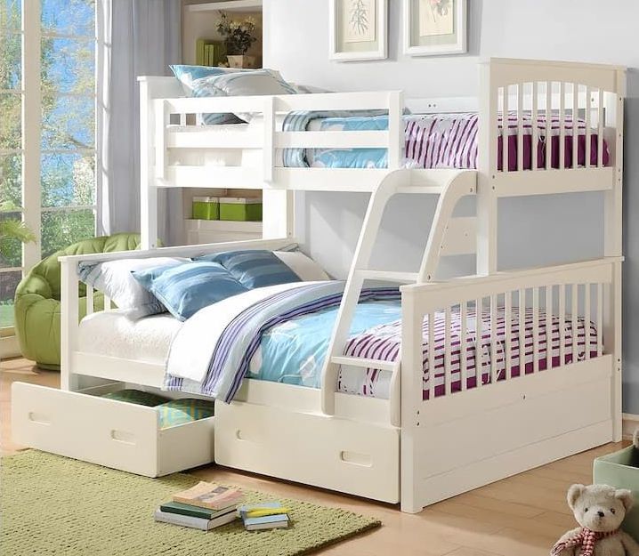 A Bunk Bed is Available in Antique Oak, White, or Grey — Bryants Beds and Mattresses In Lismore, NSW