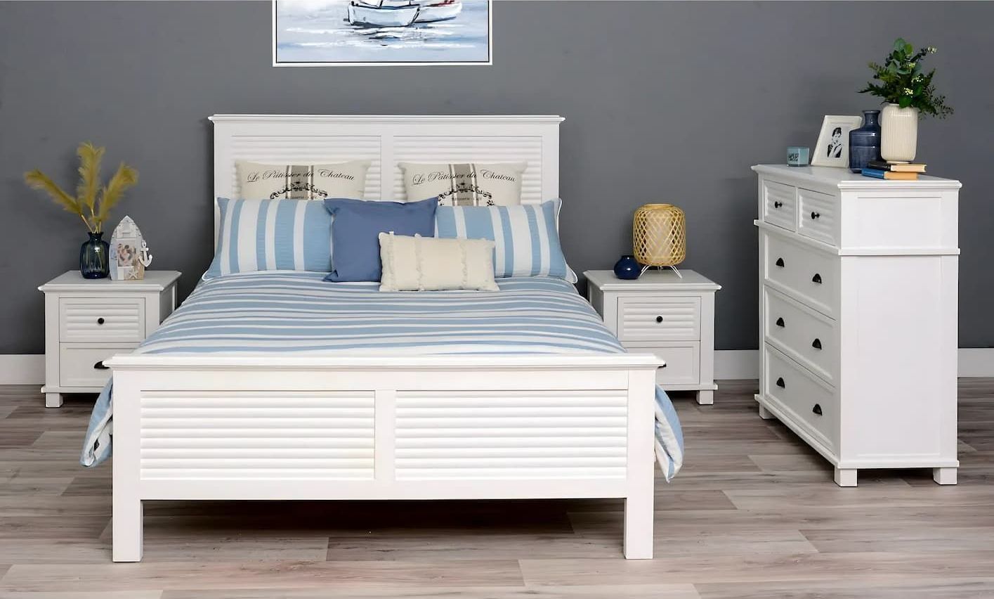 A Bedroom Set With a Bed Dresser and Nightstands — Bryants Beds and Mattresses In Lismore, NSW