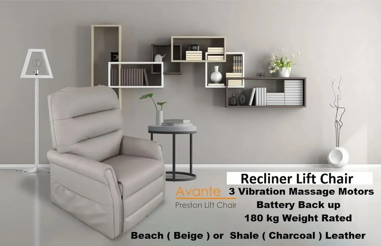 A Recliner Lift Chair is Sitting in a Living Room — Bryants Beds and Mattresses In Lismore, NSW