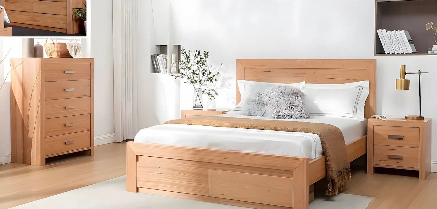 A Bedroom Set With a Bed, Dresser, Mirror and Nightstand — Bryants Beds and Mattresses In Lismore, NSW