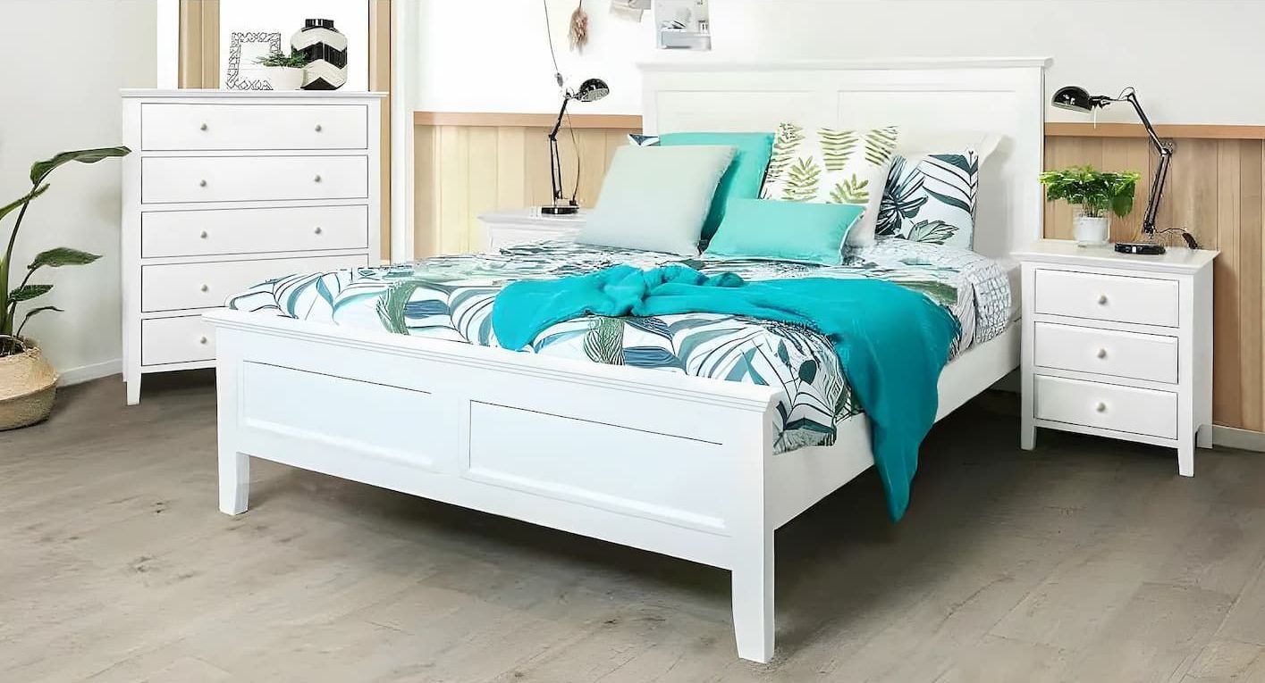 A Bedroom Set With a Bed, Dresser and Nightstand — Bryants Beds and Mattresses In Lismore, NSW