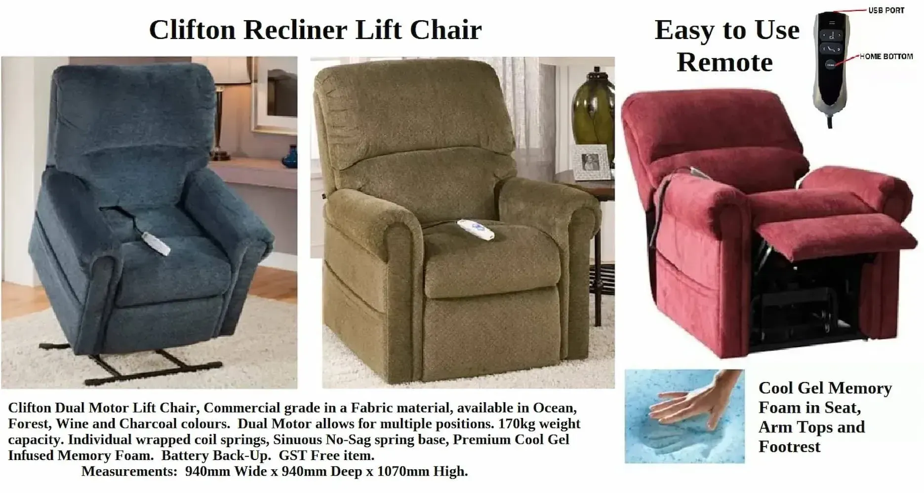 A Picture of a Clifton Recliner Lift Chair — Bryants Beds and Mattresses In Lismore, NSW