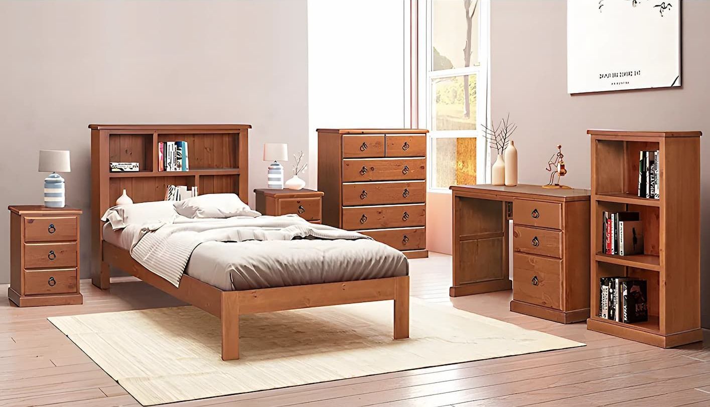 A Bedroom With a King Single Bed and a Desk — Bryants Beds and Mattresses In Lismore, NSW
