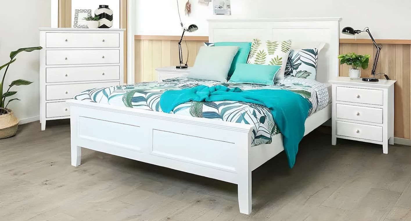 A Bedroom Set With a Bed, Dresser and Nightstand — Bryants Beds and Mattresses In Lismore, NSW