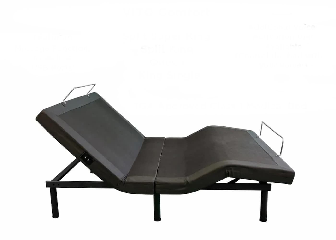 A Black Adjustable Bed With a Tga Approved Class 1 Medical Bed — Bryants Beds and Mattresses In Lismore, NSW