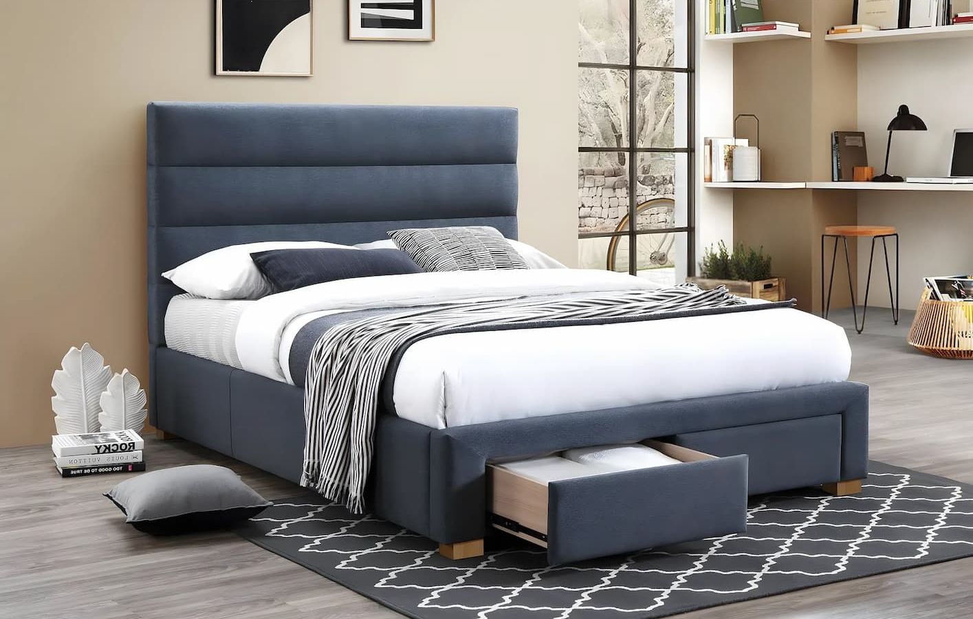 A Bed With a Drawer Underneath It in a Bedroom — Bryants Beds and Mattresses In Lismore, NSW
