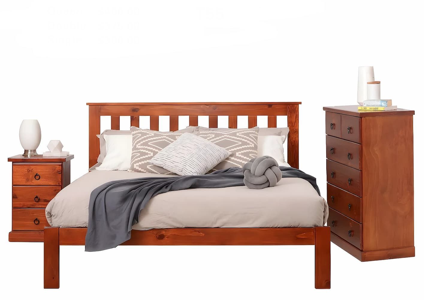 A Picture of a Bed With a Dresser and Nightstand — Bryants Beds and Mattresses In Lismore, NSW