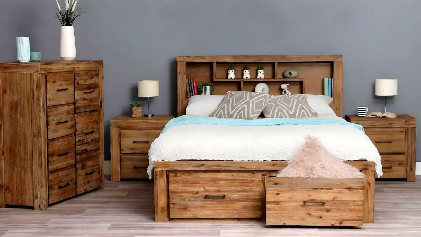 A Bedroom Set With a Bed, Dresser, and Nightstand — Bryants Beds and Mattresses In Lismore, NSW