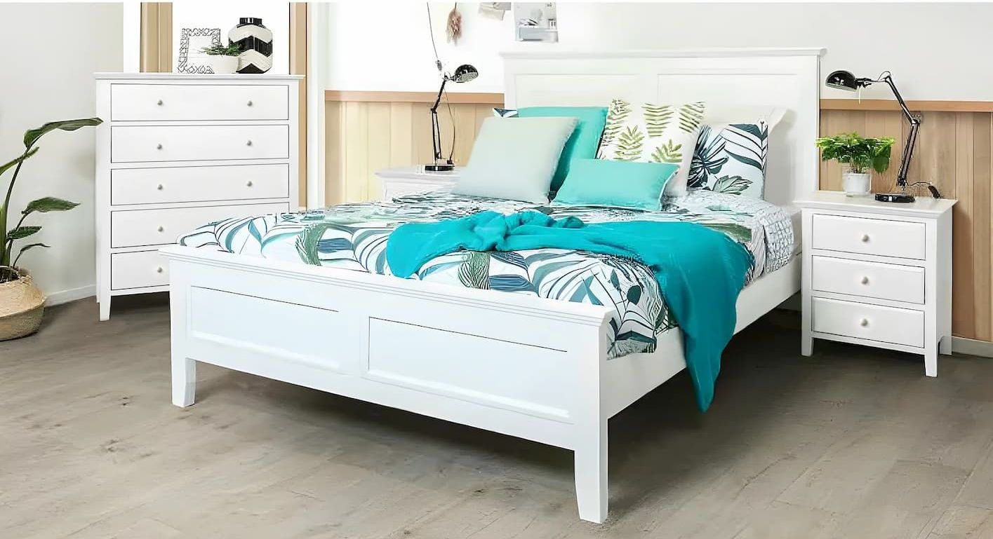 A Bedroom Set With a Bed, Dresser and Nightstand — Bryants Beds and Mattresses In Lismore, NSW