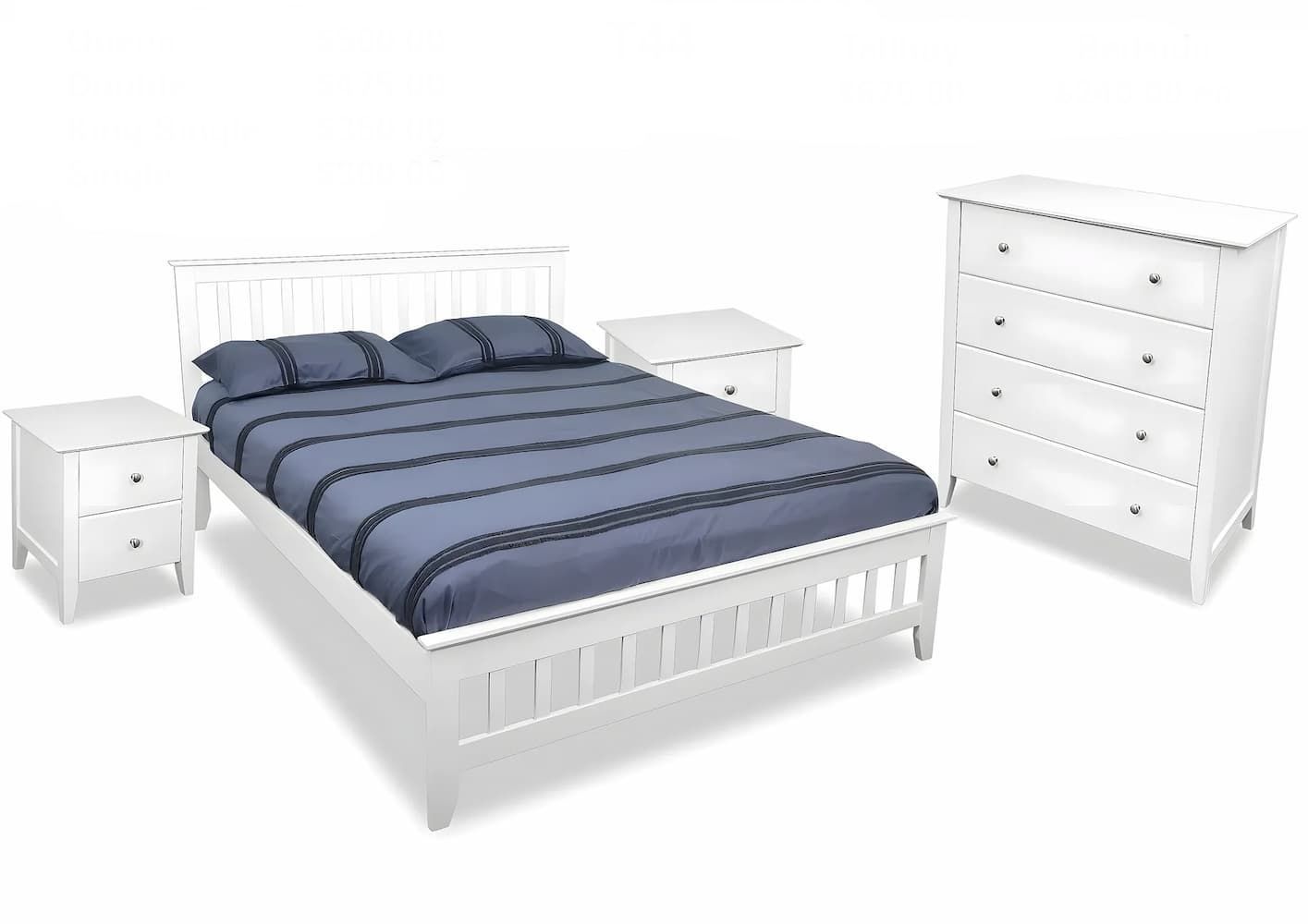 A Bedroom Set With a Bed Dresser and Nightstands — Bryants Beds and Mattresses In Lismore, NSW