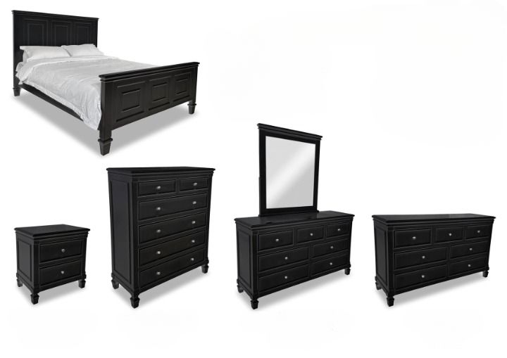 Black Bedroom Furniture Set: Bed, Nightstand, and Chest of Drawers — Bryants Beds and Mattresses In Lismore, NSW