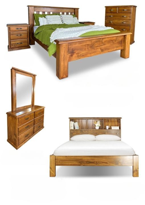 Wooden Bedroom Furniture Set: Bed, Nightstand, Dresser, and Chest — Bryants Beds and Mattresses In Lismore, NSW