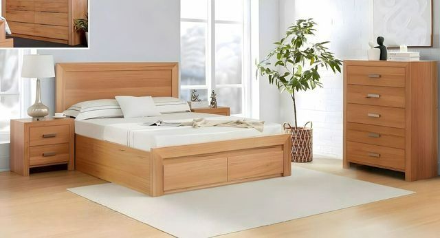 A Bedroom Set With a Bed Dresser and Mirror — Bryants Beds and Mattresses In Lismore, NSW