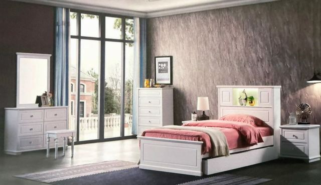 A Bedroom With a Bed, Dresser, Mirror and Nightstand — Bryants Beds and Mattresses In Lismore, NSW