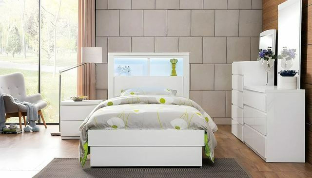 A Bedroom With a Bed, Dresser, Mirror and Nightstand — Bryants Beds and Mattresses In Lismore, NSW