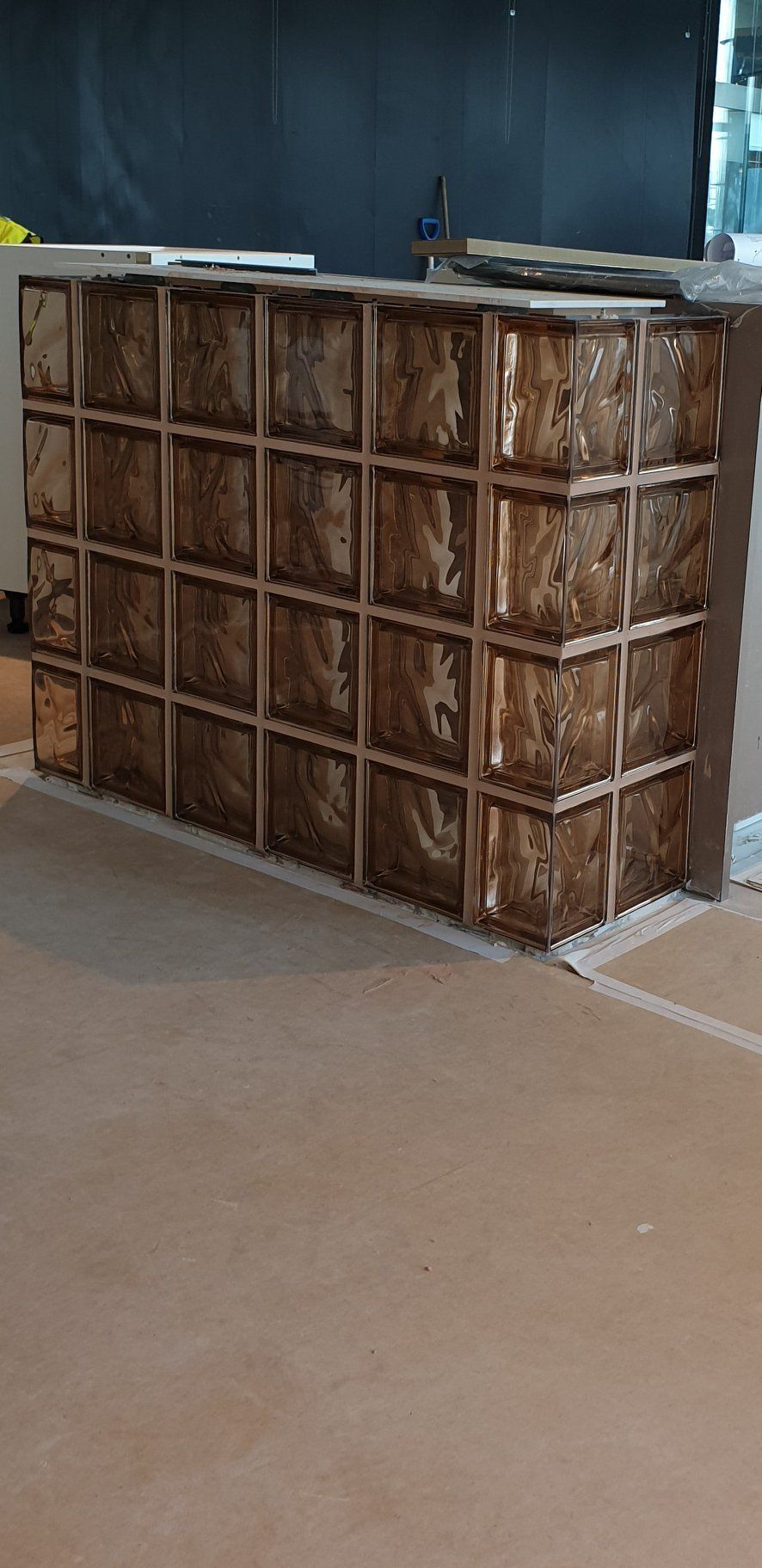 Pegasus Rosa glass blocks and caramel grout