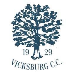 Logo of Vicksburg Country Club: a blue silhouette of a large tree, with 