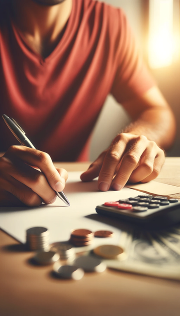 Stock Image of person calculating finances