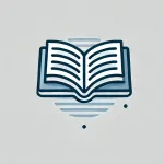 Open book with blue pages and cover; set against a gray background.