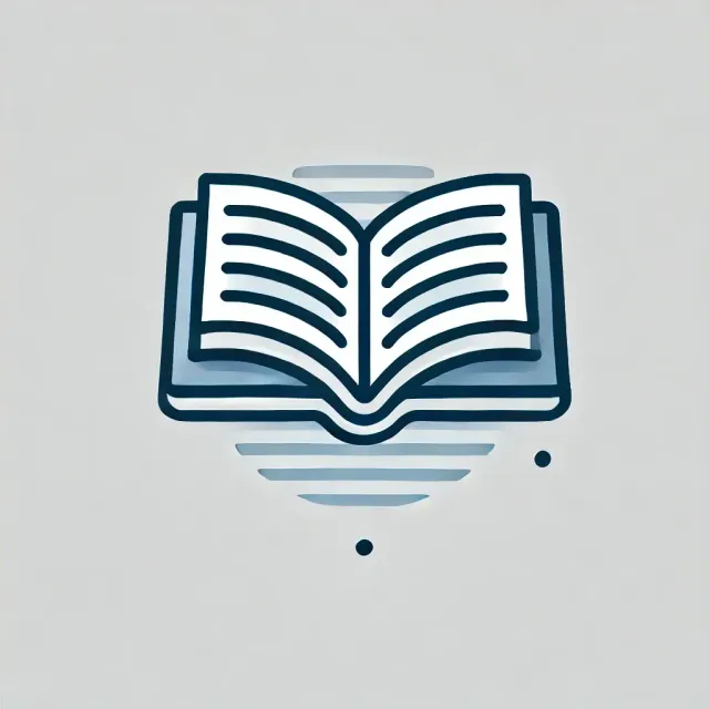 Open book with blue pages and cover; set against a gray background.